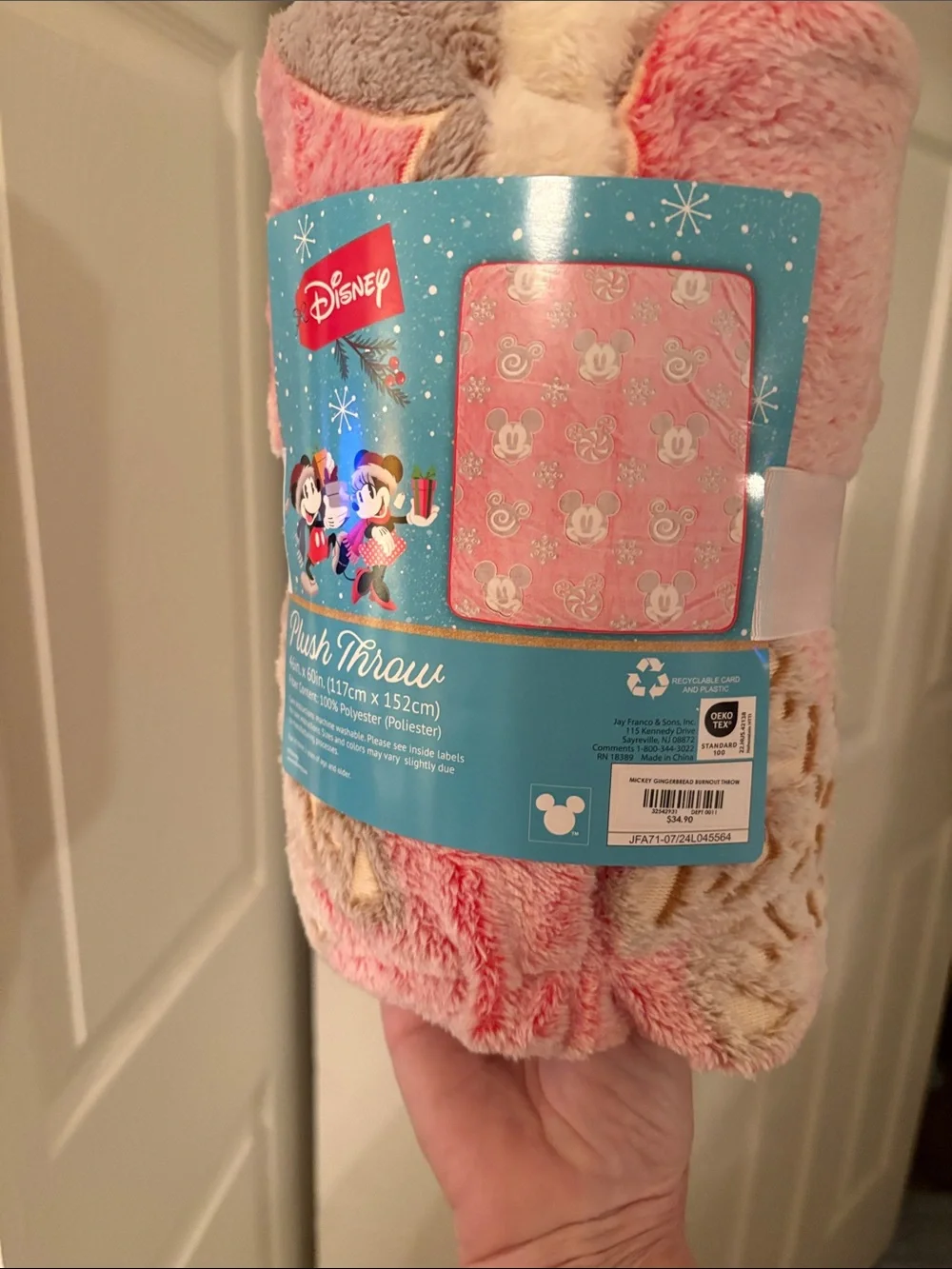 NWT Disney Pink and Cream Mickey 46” X 60” Plush Throw Blanket